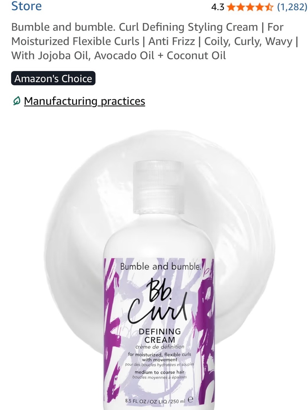 NEW Bumble and bumble Curl Defining Cream Size: 8.5 FL Oz